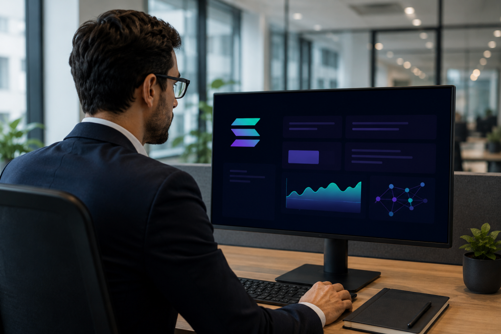 Flowra launches Open Orderflow Auction for Solana blockspace A person working on Solana block
